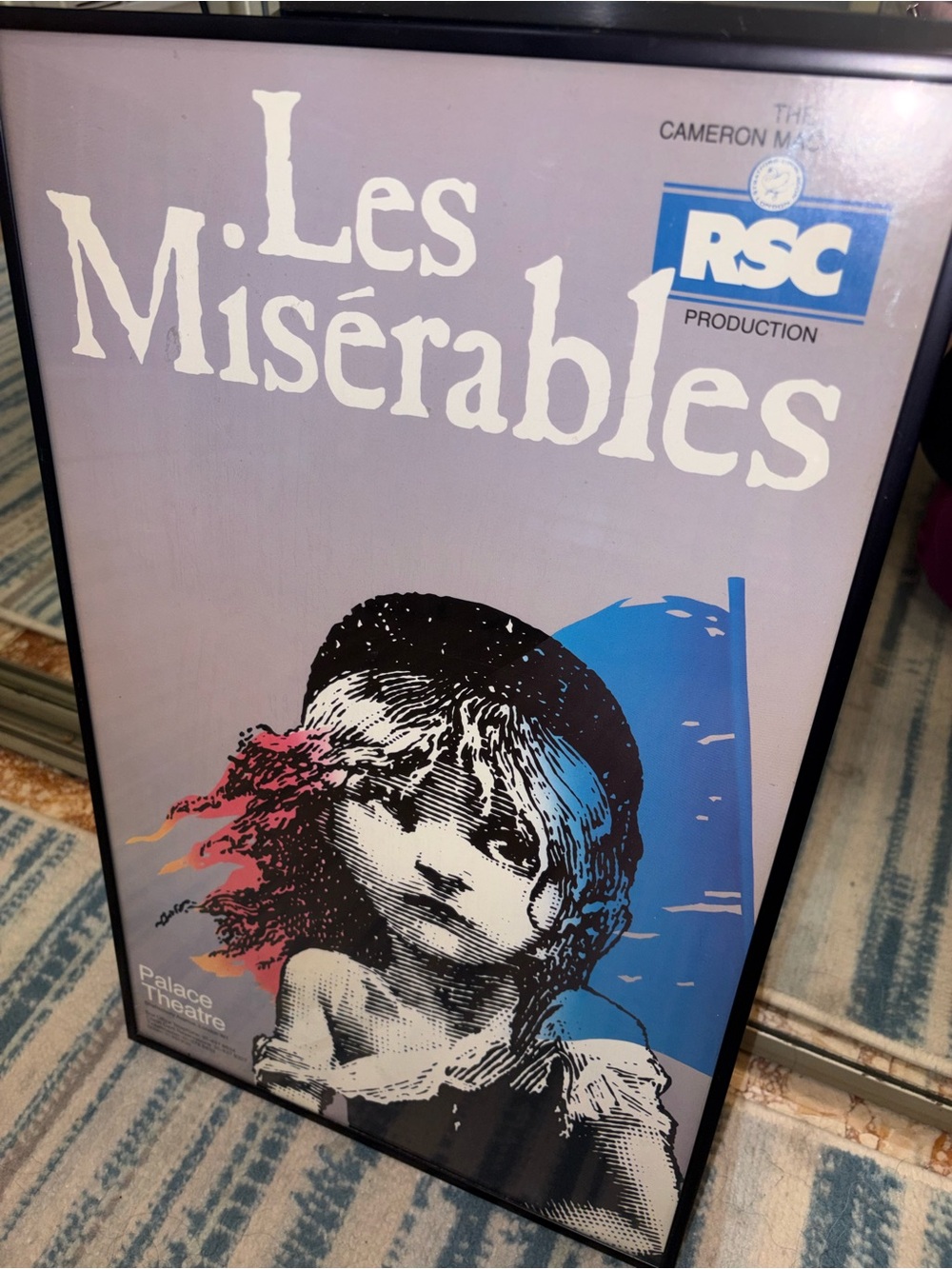 Les Miserables framed poster with RSC logo from Palace Theatre London, 20"x12"